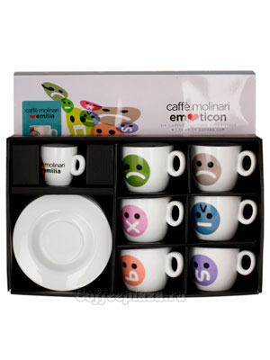 Подарочный набор Molinari Emoticon (чашки и блюдце) капучино
