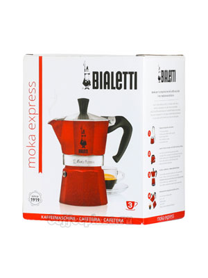 Гейзерная кофеварка Bialetti Moka Express Moka Red Emotion 3 порции 120 мл 5292