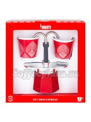 Bialetti Mini Express Набор: к столетию гейзерная кофеварка на 2 чашки + 2 чашки