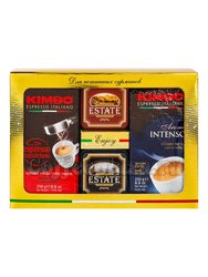 Подарочный набор Kimbo 2 кофе по 250 гр и чай Estate 2 по 45 гр