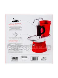 Bialetti Mini Express Набор: гейзерная кофеварка красная на 2 порции + 2 чашки