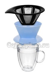 Bodum Pour Over Набор термобокал и кофейник с фильтром 2 в1 лунный (AK11872-338STR-Y20)