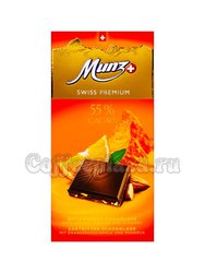 Munz Горький шоколад 55% CACAO с апельсином и миндалем 100 г